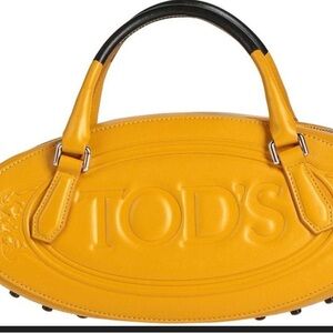 TOD'S Yellow Leather mini Boston embossed logo bag